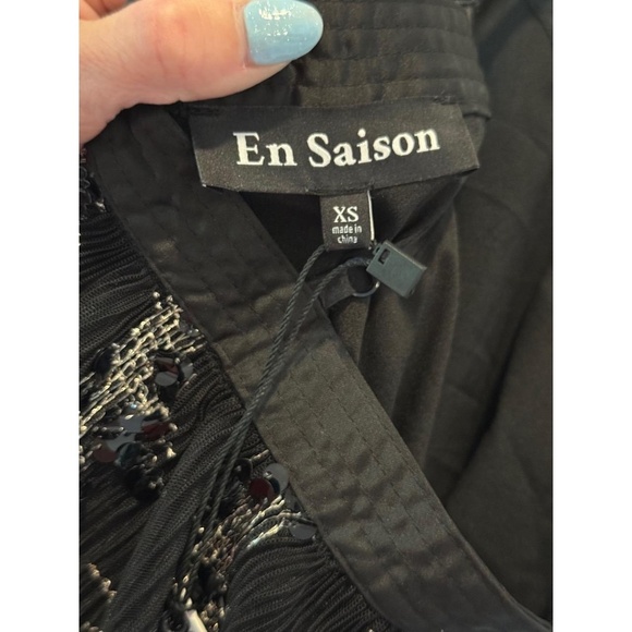 NWT En Saison Black Halter Dress Sequin Pleated Iridescent Party size XS - Picture 7 of 11